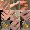 Real Gold Electroplated Rhombus Flower Zircon Bamboo Joint Open Ring Exquisite Index Finger Ring Retro Jewelry