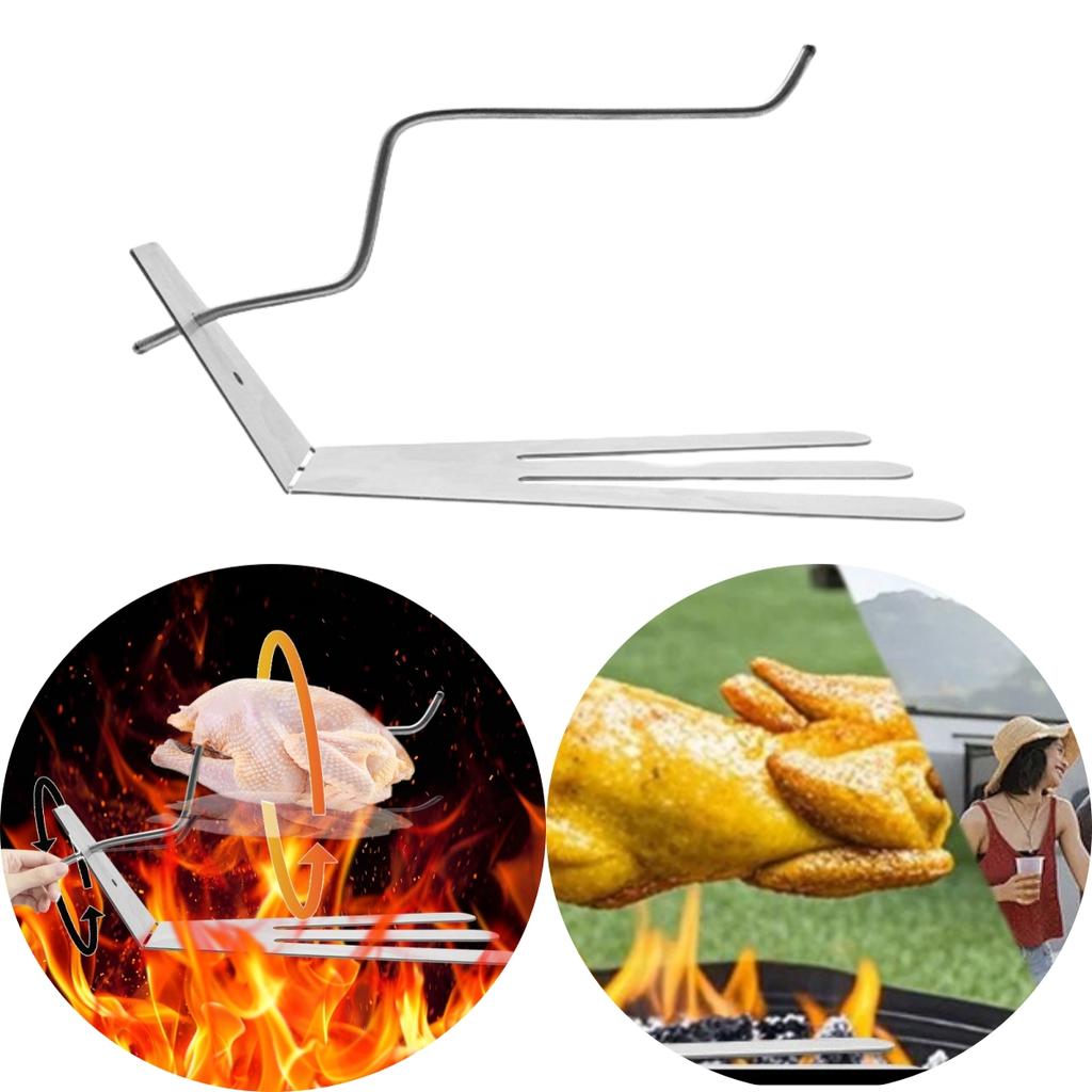 Drehbares Hähnchenbratrost Nicht haftendes BBQ-Werkzeug Hähnchenbratrost-Halter 25,5x13,5cm Edelstahl Verstellbare Drehteile