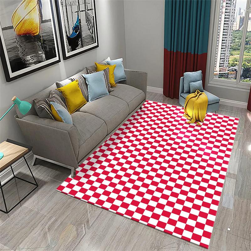 Color Checkerboard Plaid Carpet Geometric Plaid Floor Mats for Bedside Dorm Closet Dining Room Decor Soft Non-Slip Area Rugs