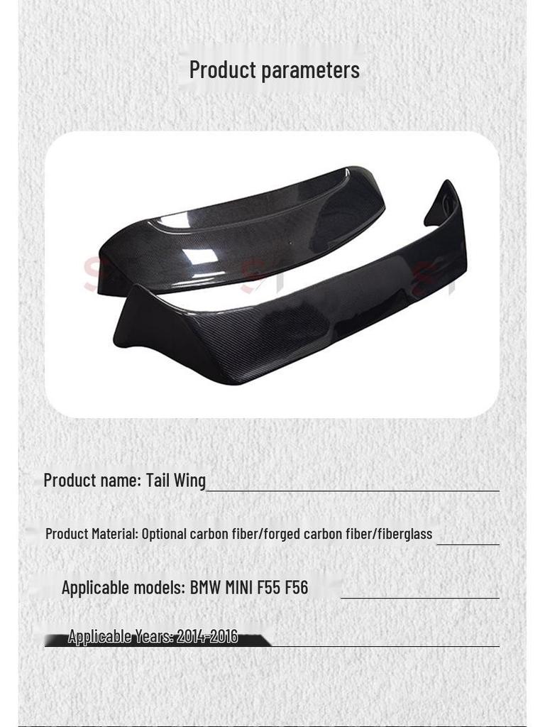 Compatible Carbon Fiber Rear Spoiler for BMW Mini F55 F56 - AG Style Double Layer Roof Wing Diffuser