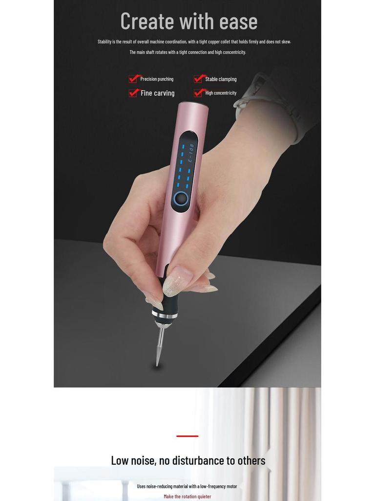 Portable Cordless Electric Grinding Pen for Nail Art & Carving