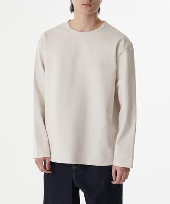 Heavy Ponte Relaxed Crew Neck Long Sleeve T-Shirt [Dusty Cream]