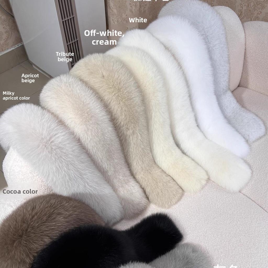Fox Fur Square Scarf Winter New Ladies Real Warm Whole Fur Collar All-Match Solid Pattern