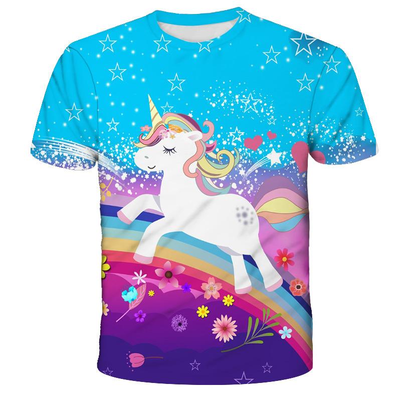 Cute Unicorn T-shirt Casual Comfortable Top 1 To 14 Years Old Boys and Girls Unicorn T-shirt Children 3D Printed Clothes