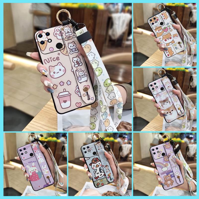 Cute Lanyard Phone Case For OPPO Realme Narzo 50A Shockproof Anti-dust Phone Holder Protective Dirt-resistant Back Cover