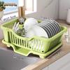 cream style plastic countertop dish rack with hooks