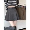 2025 Herbst/Winter Grauer Wollmischung High-Waist Schlankmachender Faltenrock