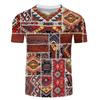 Summer Retro Türkiye Geometric Pattern T-shirt Loose Breathable Resort Style Short Sleeve