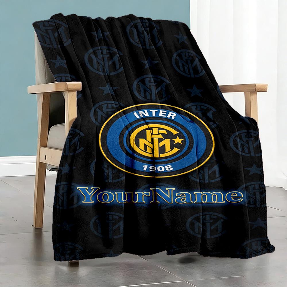 Inter Milan Customize Your Name Blanket Cozy Customizable Blanket Comfortable Versatile for Picnics Livingroom Bedding Seaside Four Seasons Universal