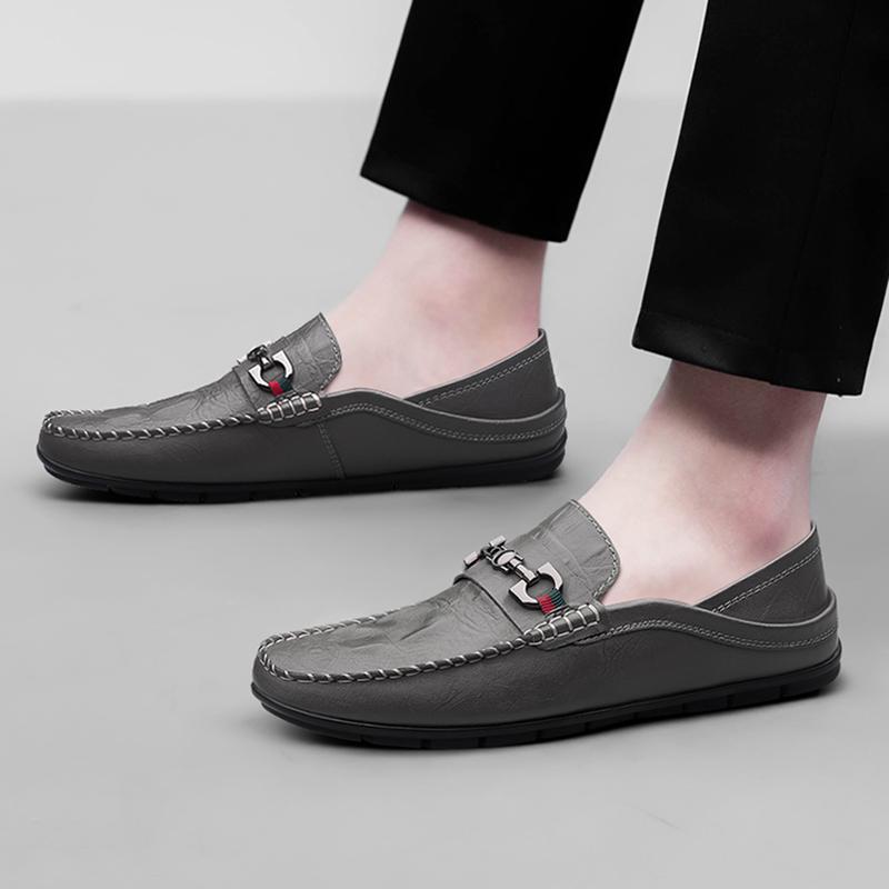 Fashion High Quality Men's Loafer Slip-on Business Wedding Footwear High Quality Man Breathable Drive Flat Genuine Leather Casual Shoes