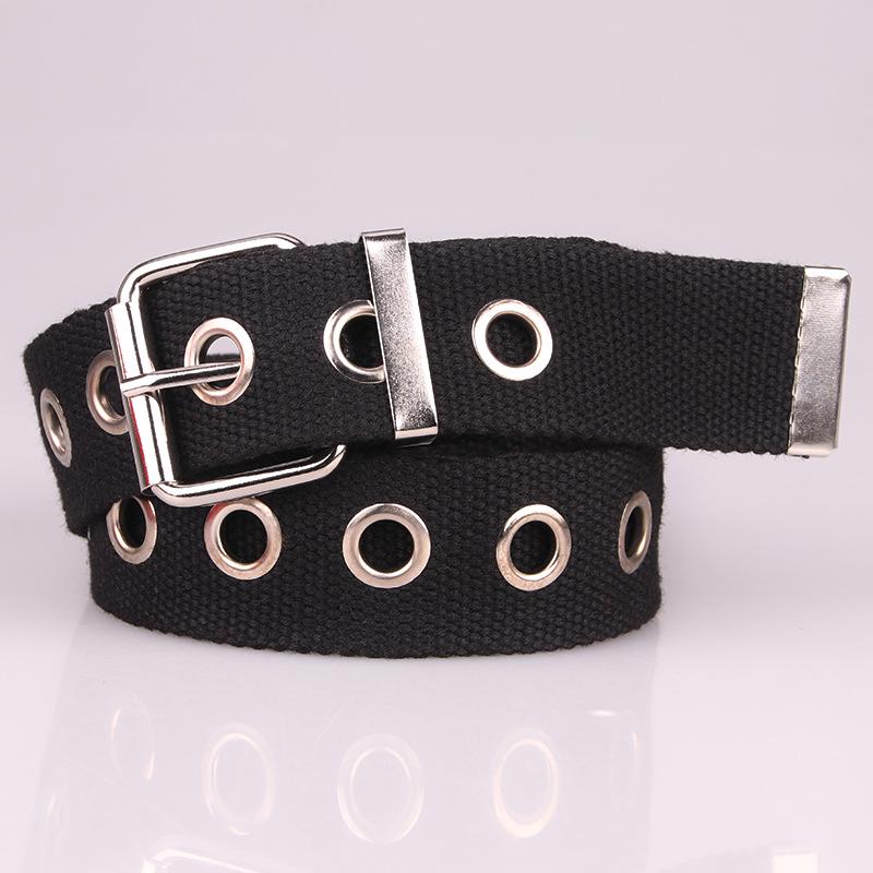 Hollowed-out Air Hole Belt Nylon Canvas Jeans, Personalized and Fashionable Ladies' Decorative Tactical Belt
