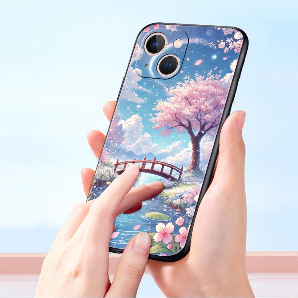 Korean Flower Phone Case Cover for iPhone 17 16 15 14 13 12 11 Pro Max 17 Air Plus Shockproof Soft TPU Shell Fundas Capas Coque