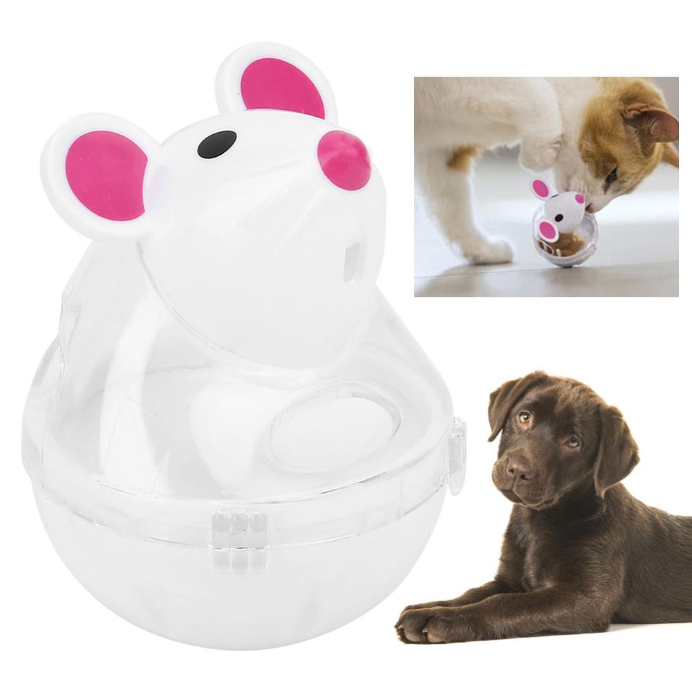 Pet Cat Dog Leakage Feeder Slow Food Dispenser Mice Design Toy(Pink)