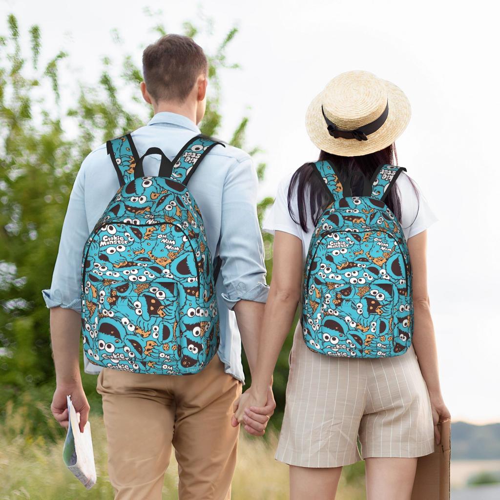 Cookies Anime Monsters Fashion Backpack Lightweight High School Hiking Travel Sesames Streets Daypack Laptop Shoulder Bag