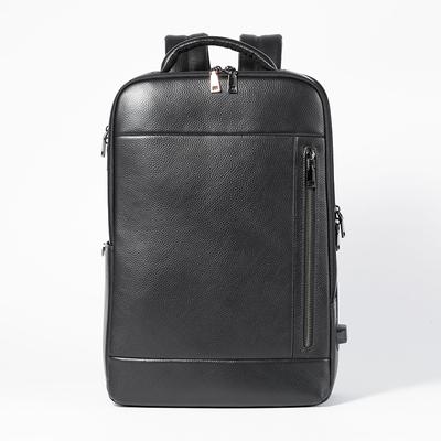 Einfache männer echte leder Rucksack Business-mode große kapazität computer rucksack lychee druck USB rucksack