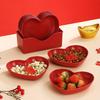 6 stuks Plastic Hartvormig Serveerschaaltje Set Rood Liefdesthema Fruit-, Snack- en Snoepschaaltje, voor Valentijnsdag, Bruiloft, Banket en Speciale Gelegenheden