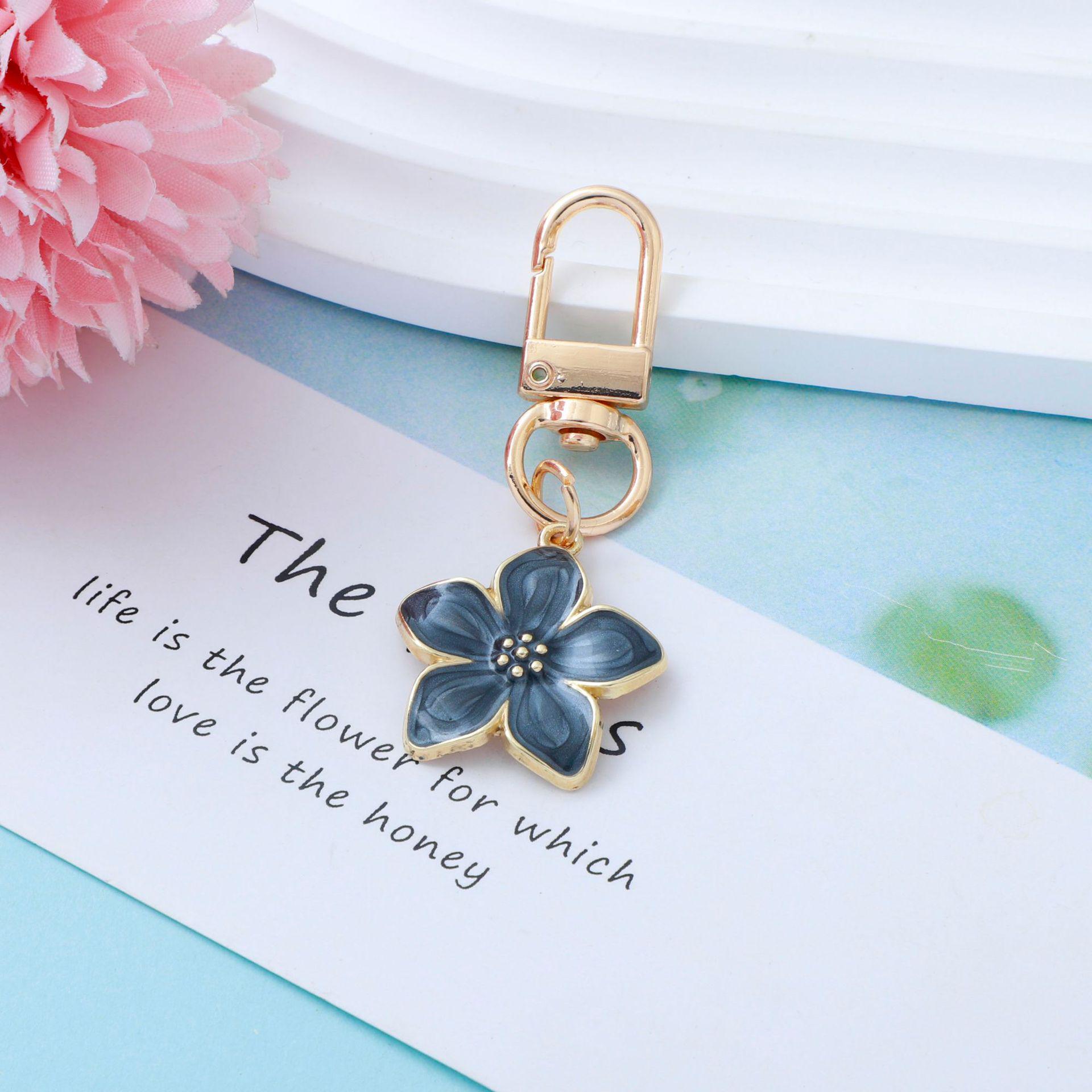 Cute Handmade Cherry Blossom Enamel Keychain Pendant чёрный
