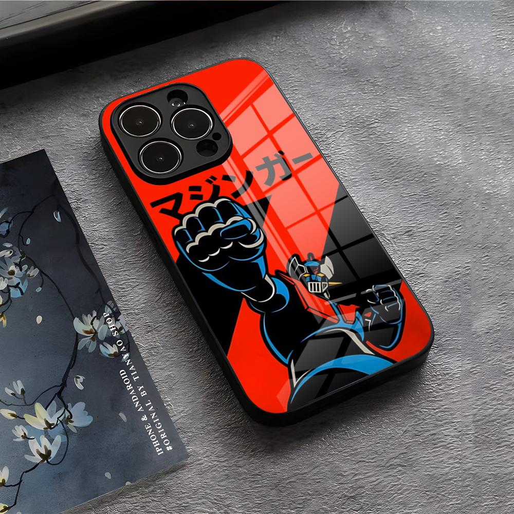 Manga Mazinger Z Anime Phone Case For IPhone 17 Air 16 E Pro Max 15 14 13 Mini 12 Pro 11 Max Plus Black Glass Cover