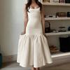 European and American Fashion U-neck Slim-fit Dress Retro Sleeveless Fishtail Dress Sexy Vacation Fake Dress