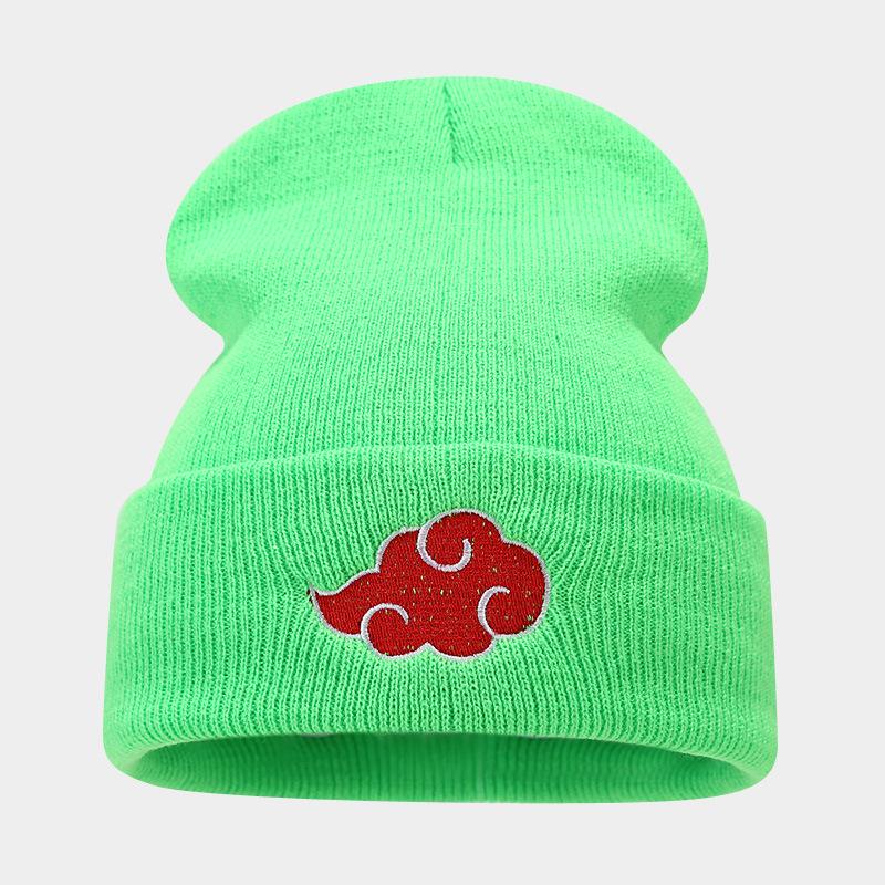 Autumn and Winter New Naruto Shippuden Auspicious Cloud Embroidery Knitted Hat for Men and Women Casual Versatile Personality Trend Warm Hat