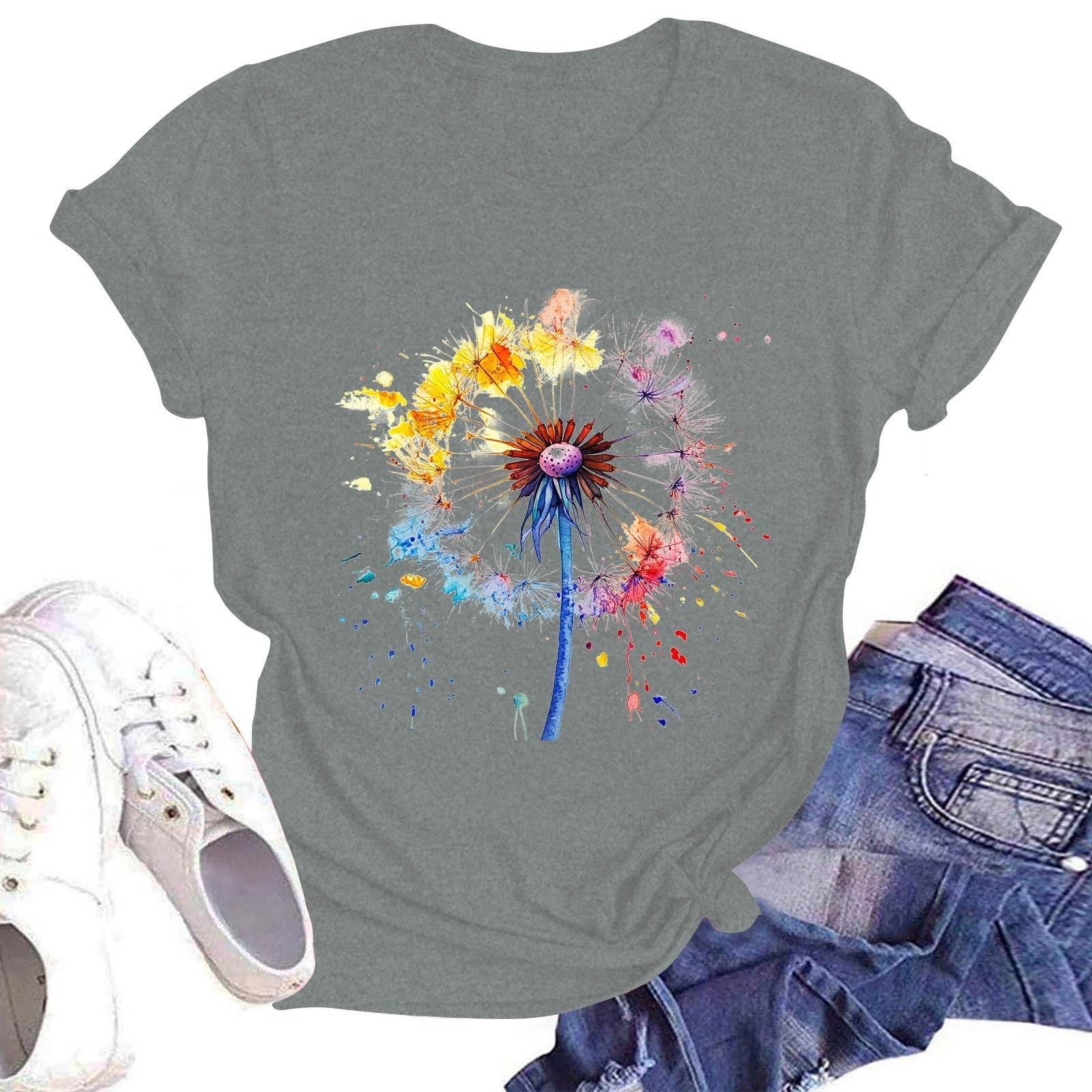 

Женская повседневная футболка с круглым вырезом и коротким рукавом XL