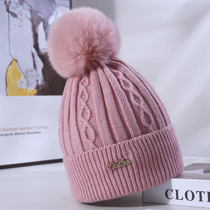 

Lady ColdSeason Warm Knitted Hat Korean Style Trendy Versatile Plus Velvet Thickened Windproof Ear Protection Wool Hat