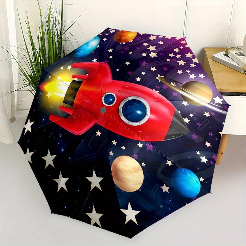 1pc Rocket Galaxy Themed High-quality Umbrella,Automatic Opening and Closing Umbrella,Multi-functional Umbrella G0811130