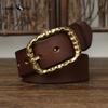 Bold and Thickened Retro Copper Buckle Belt Men's High-end First Layer Cowhide Genuine Leather Belt