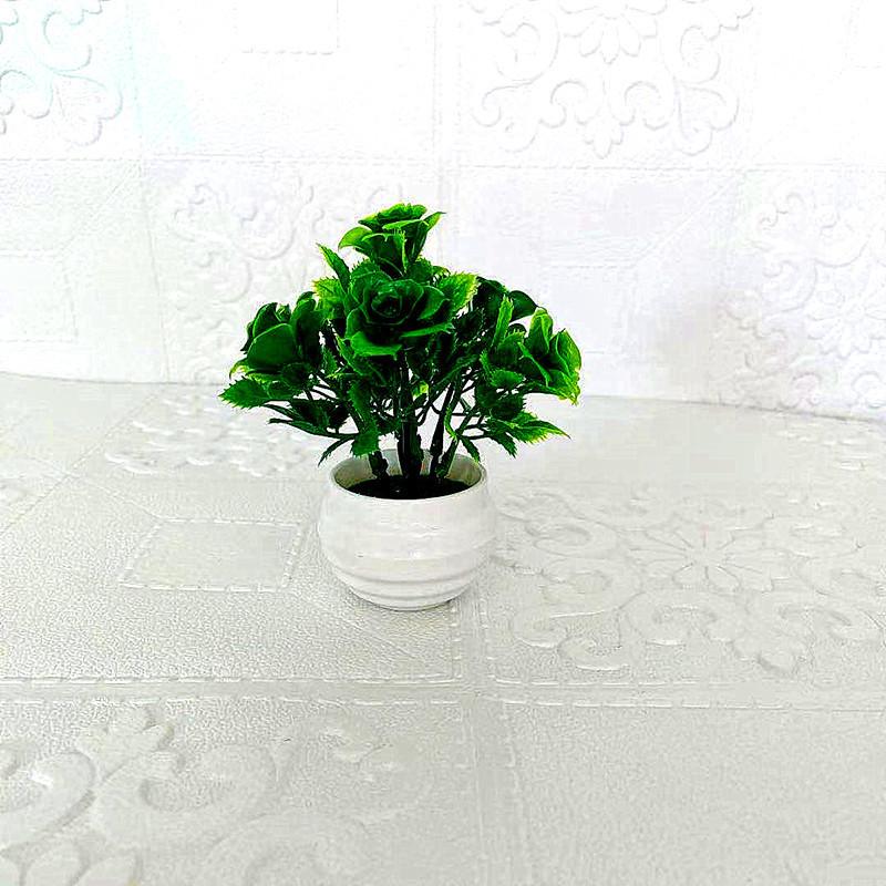 Realistic Monthly Rose Artificial Green Plants Potted For Decoration Indoor