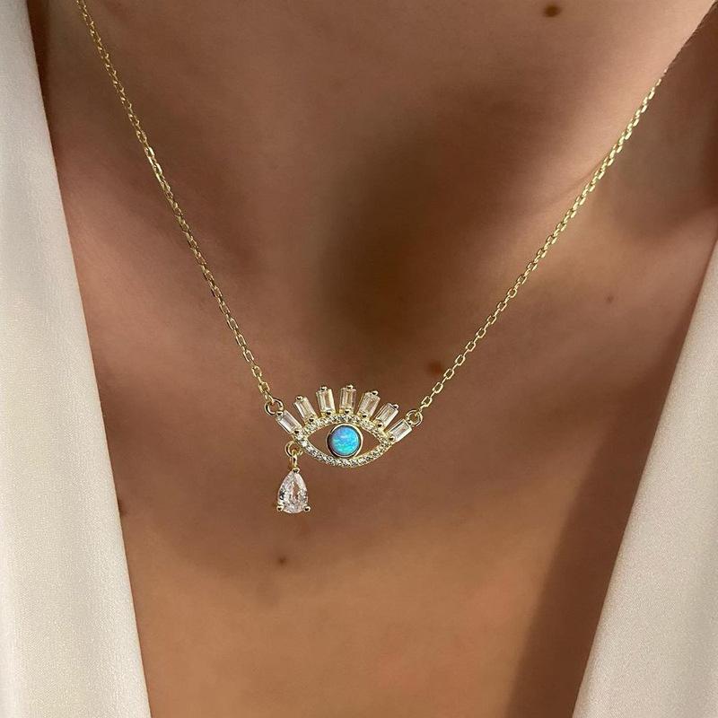 Classic Turkish Evil Eye Pendant Necklace for Women Men Vintage Lucky Blue Eyes Palm Sun Multilayer Neck Chain Choker Jewelry