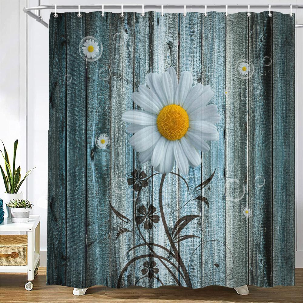 

1 Pc Blue Rose Patterned Polyester Material Shower Curtain Waterproof Fabric, Flowers Print Bathroom Curtain Partition Curtain W60H190(CM)-1 Pcs