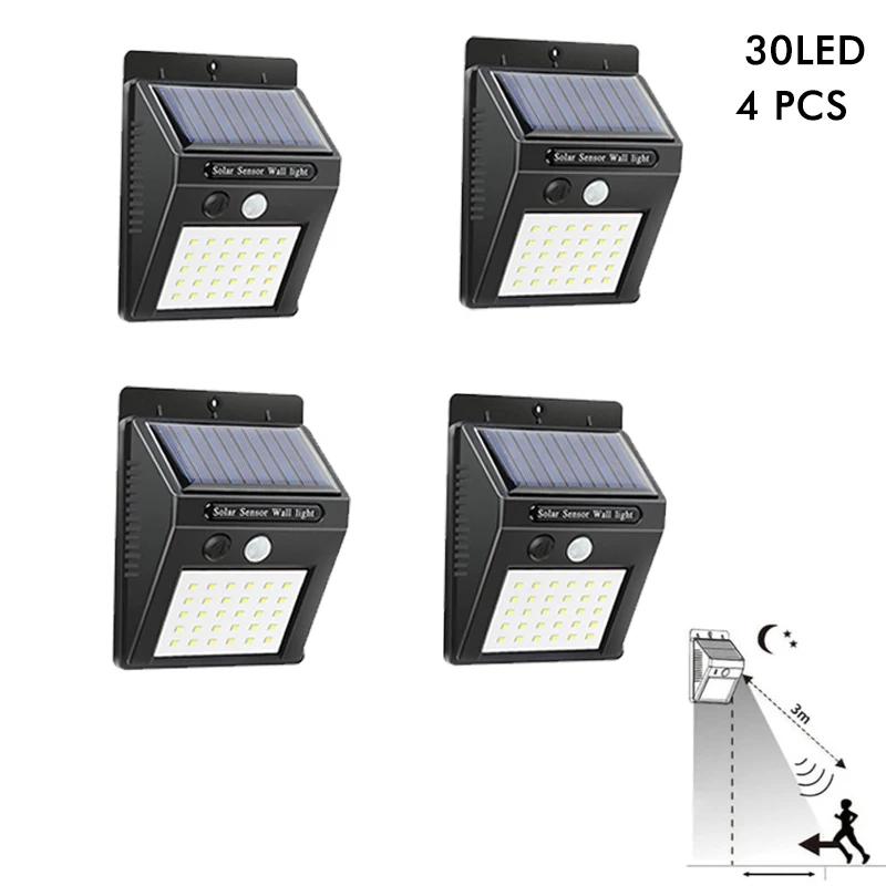 Luce Solare a 30 LED con Sensore di Movimento PIR Applique da Parete Lampada Solare da Esterno Impermeabile Ad Energia Solare Luce Solare Lampione Stradale Decorazione Giardino