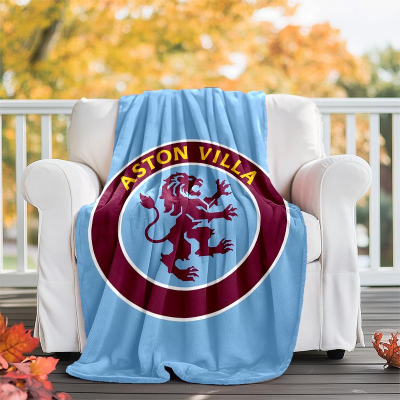 1pc Aston Villa Theme Blanket - Digital Print, Polyester, Cozy for All Seasons, Perfect for Outdoor, and Travel
