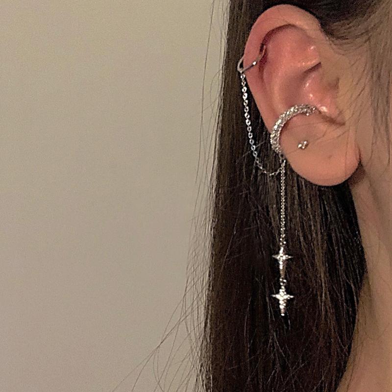 Gold Color Simple Heart Zircon Ear Cuff Clip on Earring for Women No Pierced C Shape Pink Crystal Earcuff Ear Wrap Clips Jewelry