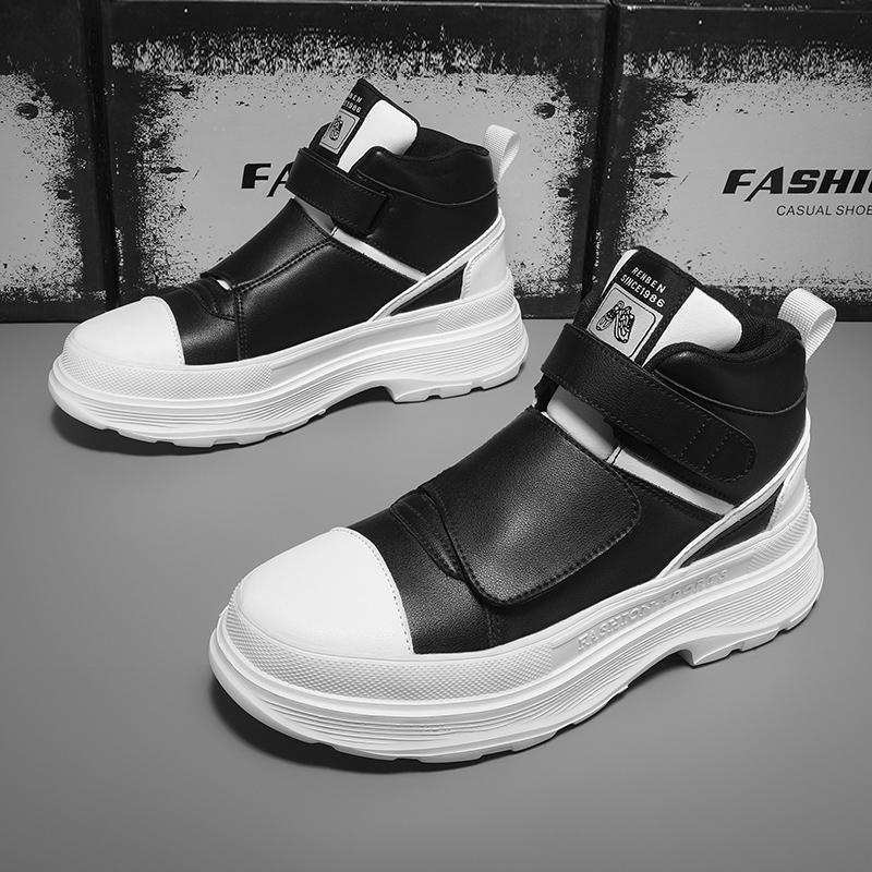 Cold Sticky Men's Shoes Autumn and Winter Trend Velcro High Top Green Sports Thick Bottom Leisure Personality Student Small