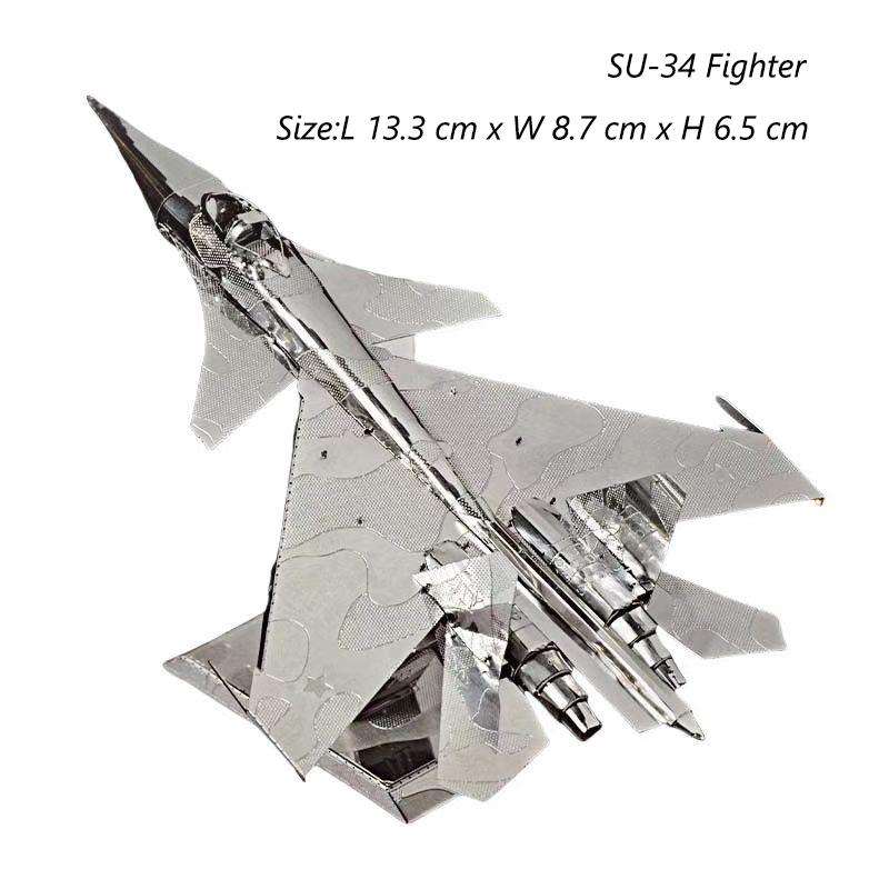 

New Su-34 Fighter 3D Metal Puzzle Kits Cy-34 Fullback Fighter Assembly Model Laser Cutting Puzzle Jigsaw Toys For Kids Adult