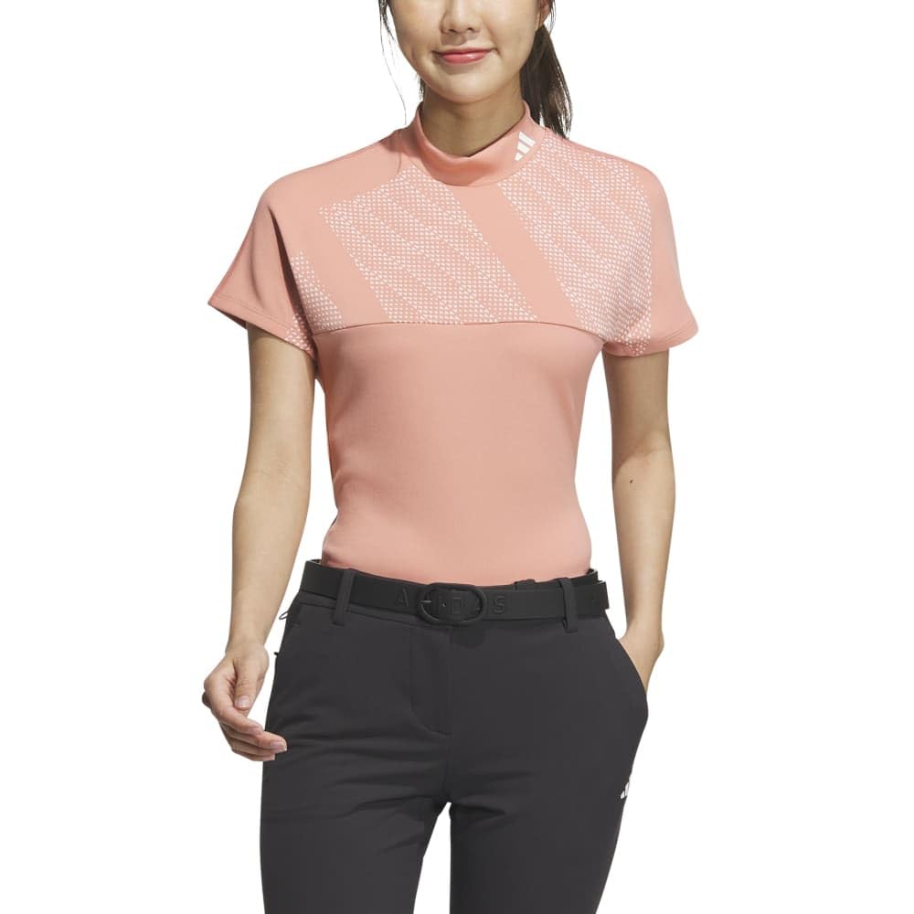 Adidas Golf Wonder Clay Golf Polo Shirt with BOS Mock and French Sleeves Women's Motif, Neck,