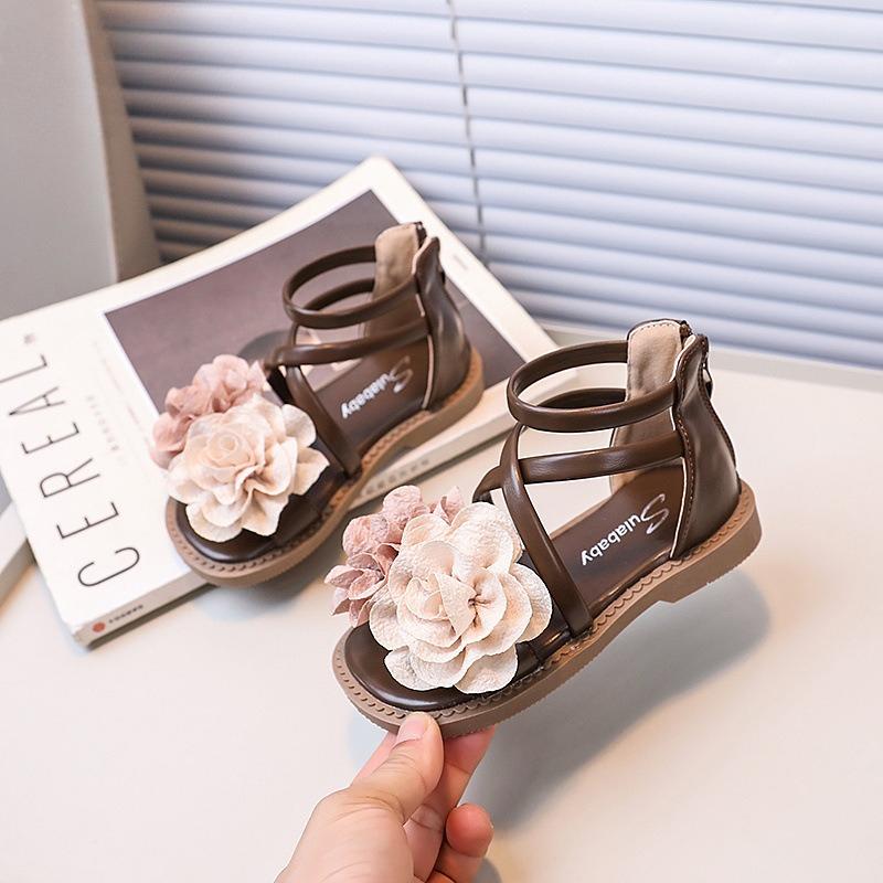 Girls' Sandals Summer New Children Sandals Soft Bottom Girl Princess Shoes Flower Girls Roman Shoe Fashion Girls Shoe skids shoe
