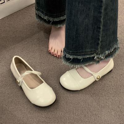 Round Head Flat Bottom Ballet Shoes Gentle Fairy Style with Skirt Velcro Mary Jane Shoes Women 2025 Summer New