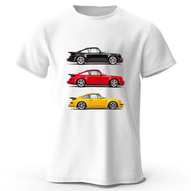 Car Racing Classic Graphic T-Shirt Short Sleeve Cotton Tee Oversized Tops Summer Harajuku Streetwear Men's Clothing