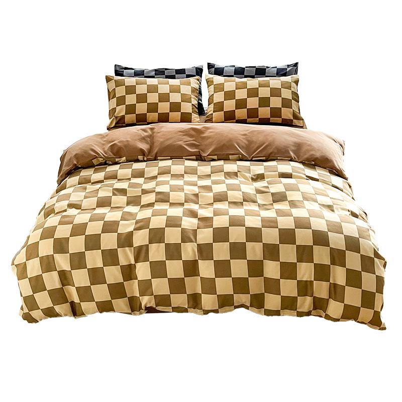 Four-Piece Brushed Printed Duvet Cover & Simple Summer Bedding Set for Dorms