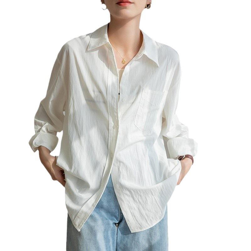 

Рубашка с длинным рукавом Женская осенняя одежда Новый темперамент Рубашка поло с воротником Универсальный топ для поездок на работу XL