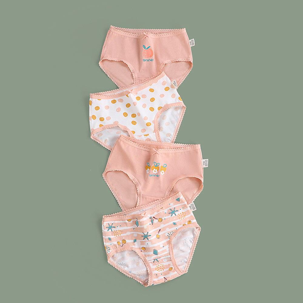Girls' A-Class Pure Cotton Cartoon Briefs - Korean Style Antibacterial Underwear for Medium and Large Children