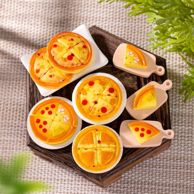 10 Bucăți Drăguțe Simulare Pizza Mâncare Păpușă Jucării Case de Păpuși Modele Miniaturale Ornamente Decor Accesorii Rășină DIY Jucării Casă de Joacă pentru Copii Cadou
