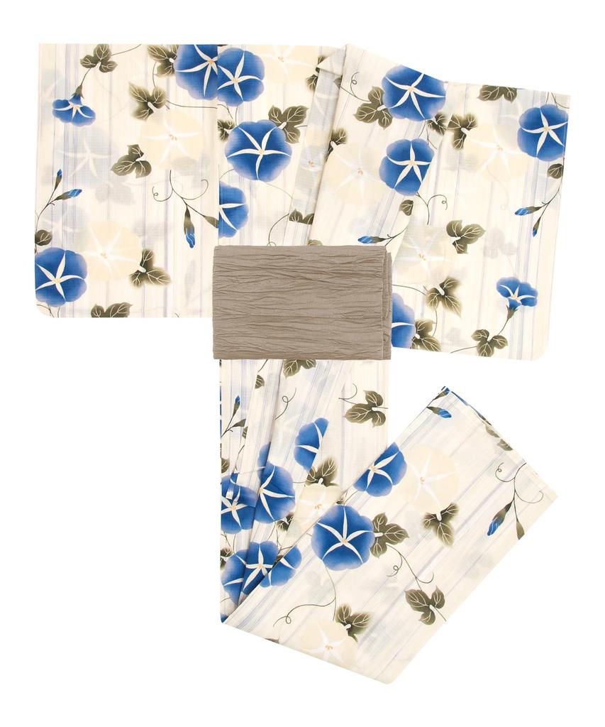 Yukata Change Set Heiko E Cool Summer One Size Fits [KYOETSU] Set, Weave, Unbleached, 2-piece (Yukata, Obi) Women's (9. Shirt, Most)