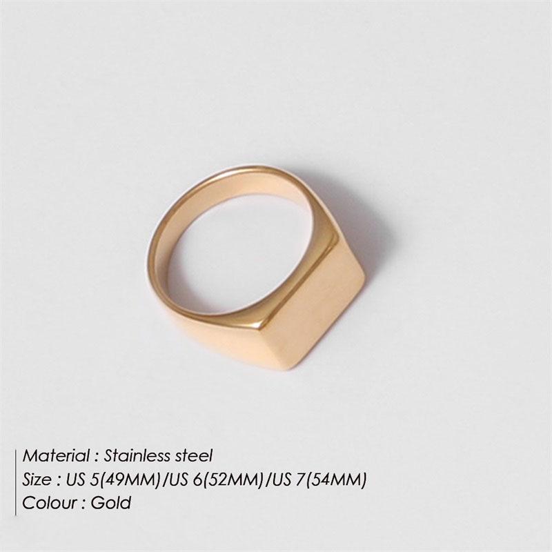 eManco Stainless Steel Punk Style Minimalist Round Ring Gold Plated Women's Rings for Parties and Festivals