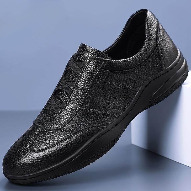 

Fashion Leather Men Shoes Sneakers Trend Casual Shoe Italian Breathable Leisure Male Sneakers Non-slip Footwear White Men Loafers 44 чёрный