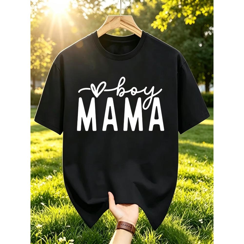 Boy Mama Letter Prints Men Basics T Shirt Cotton Crewneck T-Shirts Summer Breathable Clothes Sportswear