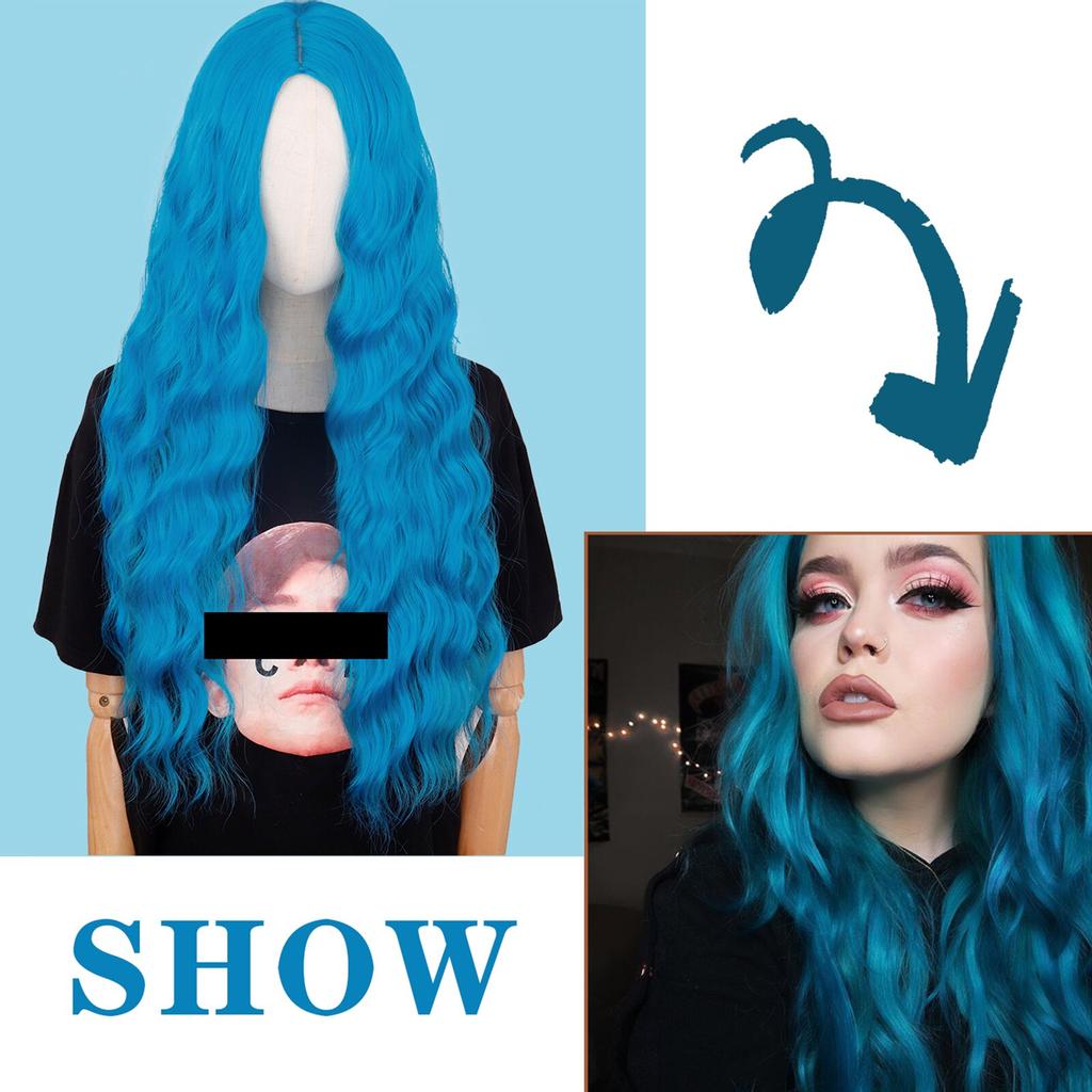 MISSQUEEN Syntetická paruka s dlouhou vodní vlnou Středně oranžová paruka z tepelně odolných vláken vhodná pro ženy na každodenní nošení