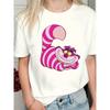 Cheshire Cat Pattern Women's Y2K Crew Neck Short Sleeve T-Shirt Four-Season Casual Wear Cartoon Print